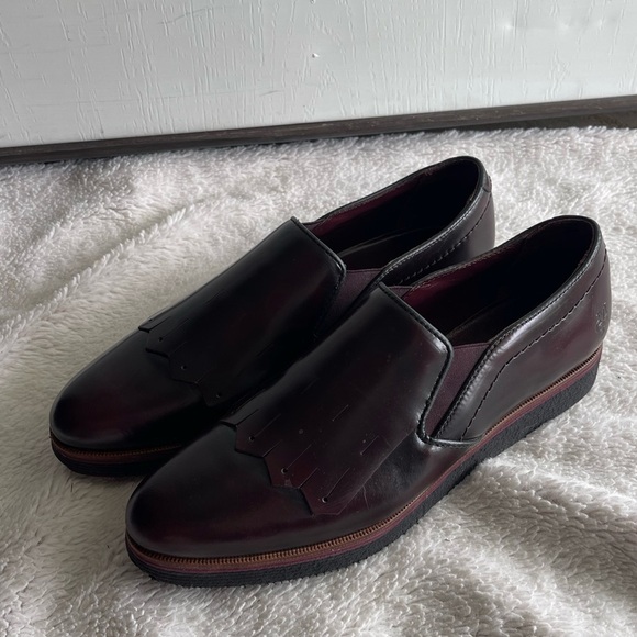 Marc O’polo genuine dark cherry leather flat slip on loafer - Picture 2 of 11